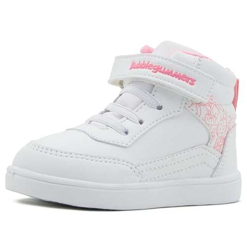 Bubble Gummers 127946140 Zapato Tenis, Niñas, Blanco/Rosa, 14.0