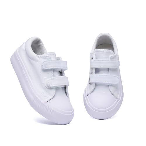 EMMA NEW YORK - Tenis para niños y niñas, Verlco para niños y niñas, tenis antideslizantes para niños y niñas, tenis para niños con velcro doble gancho y bucles, Blanco, 14 MX Niñito