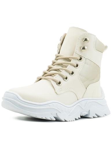 Botas Coqueta Niña Sintético Zapatos Botines Beige (431302-L, Sistema tallas calzado JP, Adolescente, Mujer, Medición, 22.0 cm)