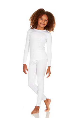 Thermajane Ropa Térmica Niña Frio Extremo – Conjunto de Térmicos Niña con Leggings Niña y Playera Térmica Manga Larga con Forro Polar Ultrasuave – Ropa Interior Niña para Invierno (Blanco, X-Chico)