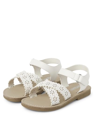 Gymboree - Sandalias planas para niñas y niños pequeños, Blanco, 18 MX Niño pequeño