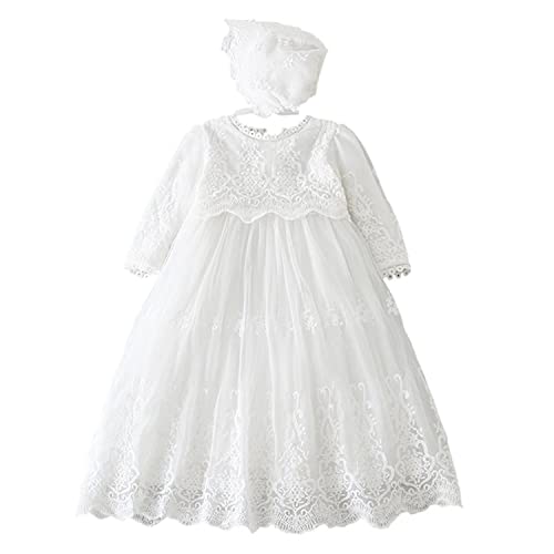 Leideur Bebé Vestidos de Bautismo Blanco Vestidos para Ocasiones Especiales para Niñas Cumpleaños (24 Meses, Blanco 1)