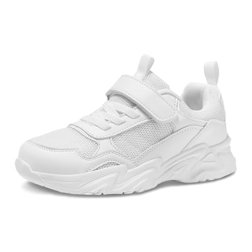 SOPMDH Zapatos de Tenis Blancos Unisex para niños, Zapatillas Transpirables para niños y niñas, Zapatos para Correr Ligeros, Zapatos de Gimnasio para niños pequeños/niños pequeños/niños Grandes