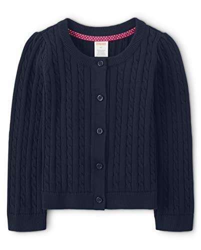 Gymboree Cárdigan de Punto Trenzado de Manga Larga para niñas y niños pequeños, Azul Marino, Pizarra (Navy Slate), 7