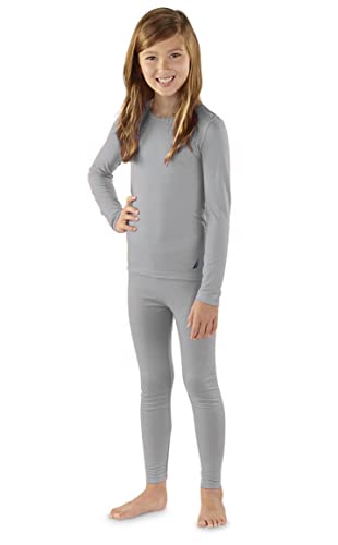 Nautica Conjunto de ropa interior térmica para niñas con capa base superior e inferior, gris, 6-7