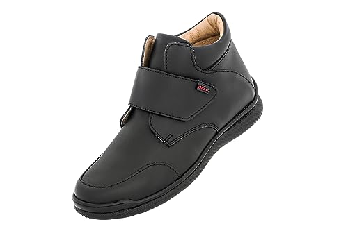 Coloso Zapato de Piel para Niño con Velcro y Suela Antiderrapante (Negro, 25.5, 25.5 cm)