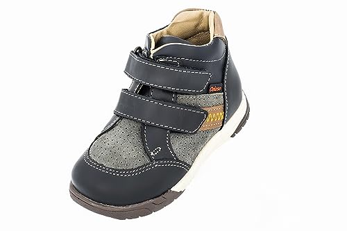 Coloso Zapato de Piel para Niño con Doble Velcro (Azul Marino, 16.5, 16.5 cm)