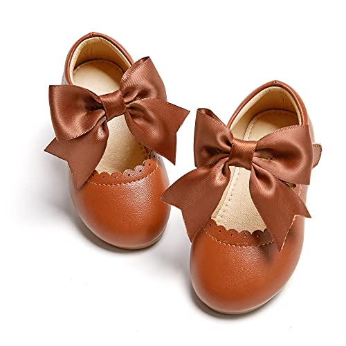 Kiderence Mary Janes - Zapatos de vestir para niñas pequeñas, bailarina de ballet, Fg04 café, 14 MX Niñito