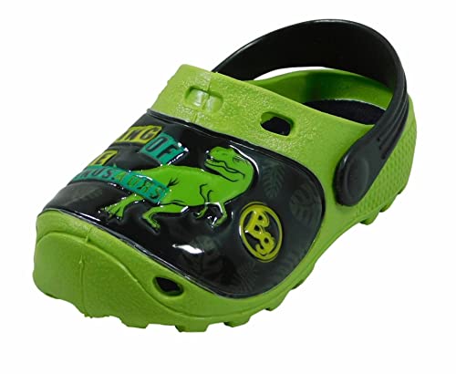 Bubble gummers Sandalias y Huaraches de Dinosaurios para Niños y Niñas (Verde Lima Negro, Measurement_18_Point_0_Centimeters)