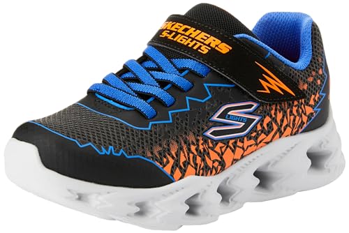 Skechers Vortex 2.0 - ZORENTO - Unisex niño, Negro/Azul/Anaranjado, 17 MX Niño pequeño