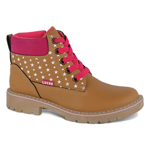 Bota con estrellas para Niñas marca Lucho Modelo 354 Miel/Fiusha Talla 17.5