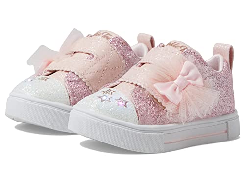 Skechers - Tenis Unisex para niños con Dedos de los pies centelleantes Brillantes, Oro Rosa, 15 MX Niño