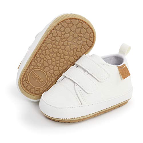 RVROVIC - Tenis antideslizantes para bebés y niñas, suaves al tobillo para niños y niñas, 5-Blanco, 12-18 Months Toddler