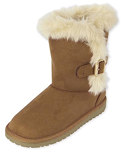 The Children's Place - Botas de invierno ligeras para niña, Castaño, 12 Big Kid