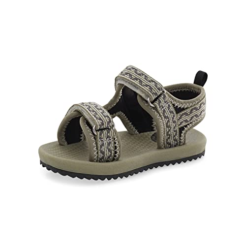 OshKosh B'Gosh Sandalias de horchata unisex para niño, Negro/Verde, 18 MX Niño pequeño