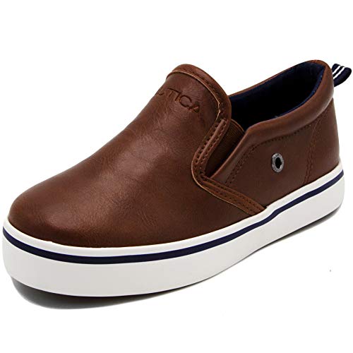 Nautica - Zapatillas Akeley para niños, informales, sin cordones, de lona