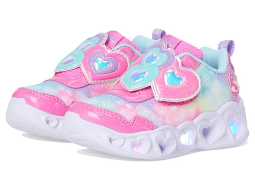 Skechers - Luces de corazón para niñas, Rosa, Turquesa, 15 MX Niño