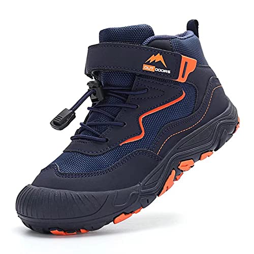 Botas de senderismo antideslizantes para niños y niñas, para deportes de invierno, senderismo, nieve, Azul oscuro, 22.0 cm