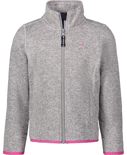 Nautica - Chamarra de Forro Polar con Cierre Completa para niñas, diseño de Logotipo, Ligera y Resistente al Viento, Gris Caliente, 16