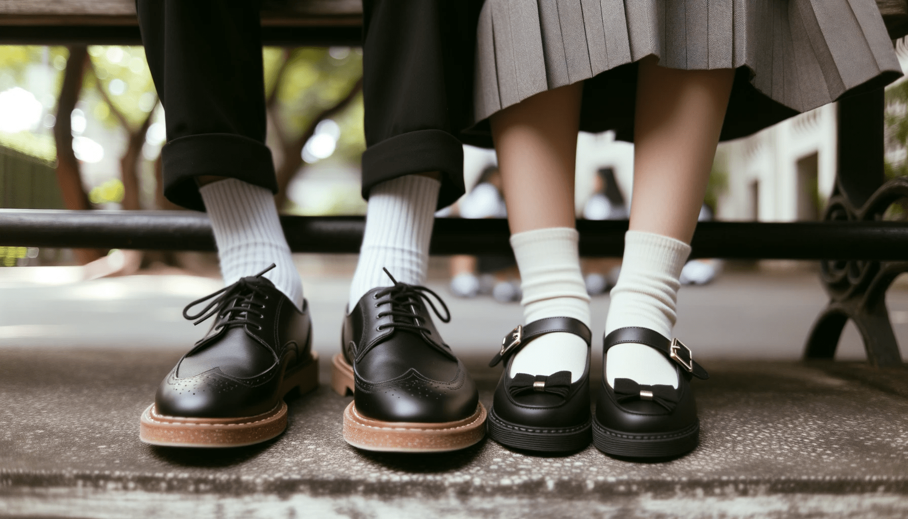niños sentados con zapato escolar con suela de goma
