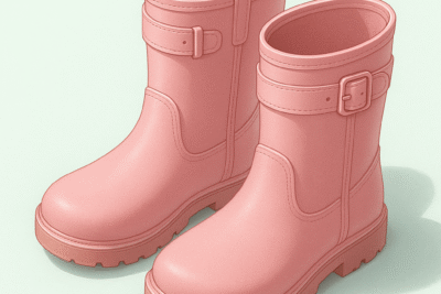 Bota rosa sencilla para niña sobre fondo pastel claro
